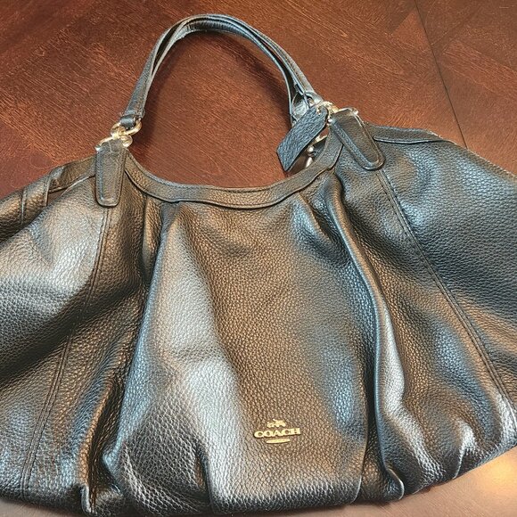 Black leather Coach handbag - Picture 1 of 9